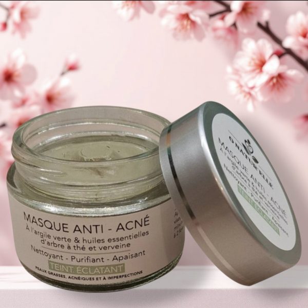 Masque anti acné à l'argile verte et huile essentielles d'arbre à thé et verveine